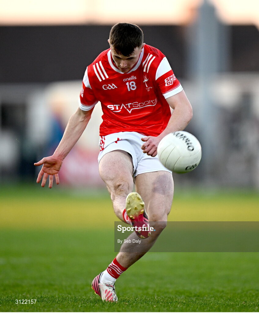 30 April 2025; Darragh Dorian of Louth during the Dalata Hotel Group Leinster GAA Football U20 Championship final match between Meath and Louth at Cedral St Conleth’s Park in Newbridge, Kildare. Photo by Seb Daly/Sportsfile