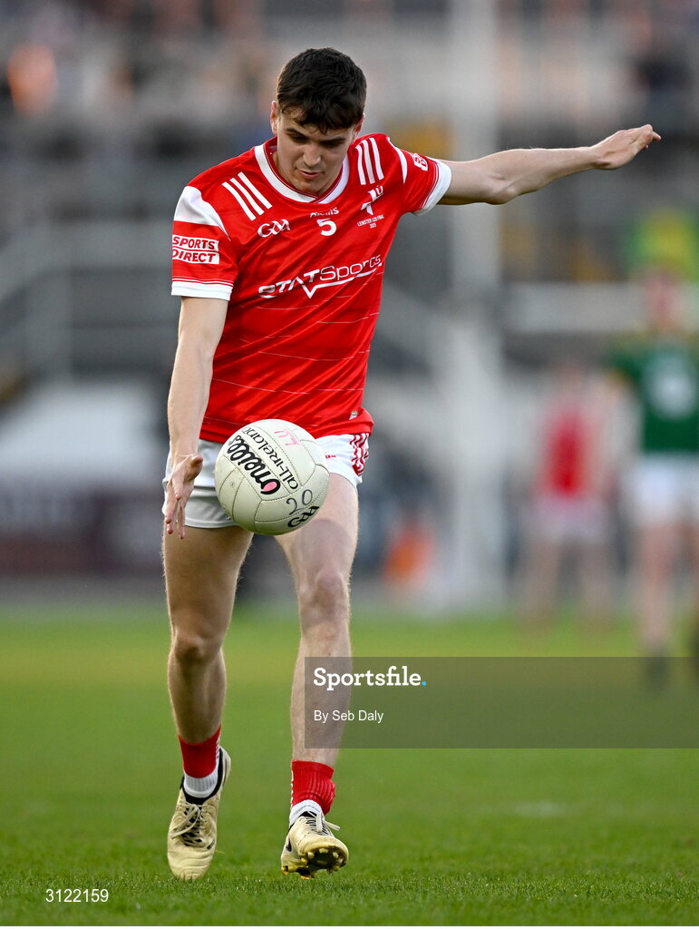 30 April 2025; Tadgh McDonell of Louth during the Dalata Hotel Group Leinster GAA Football U20 Championship final match between Meath and Louth at Cedral St Conleth’s Park in Newbridge, Kildare. Photo by Seb Daly/Sportsfile
