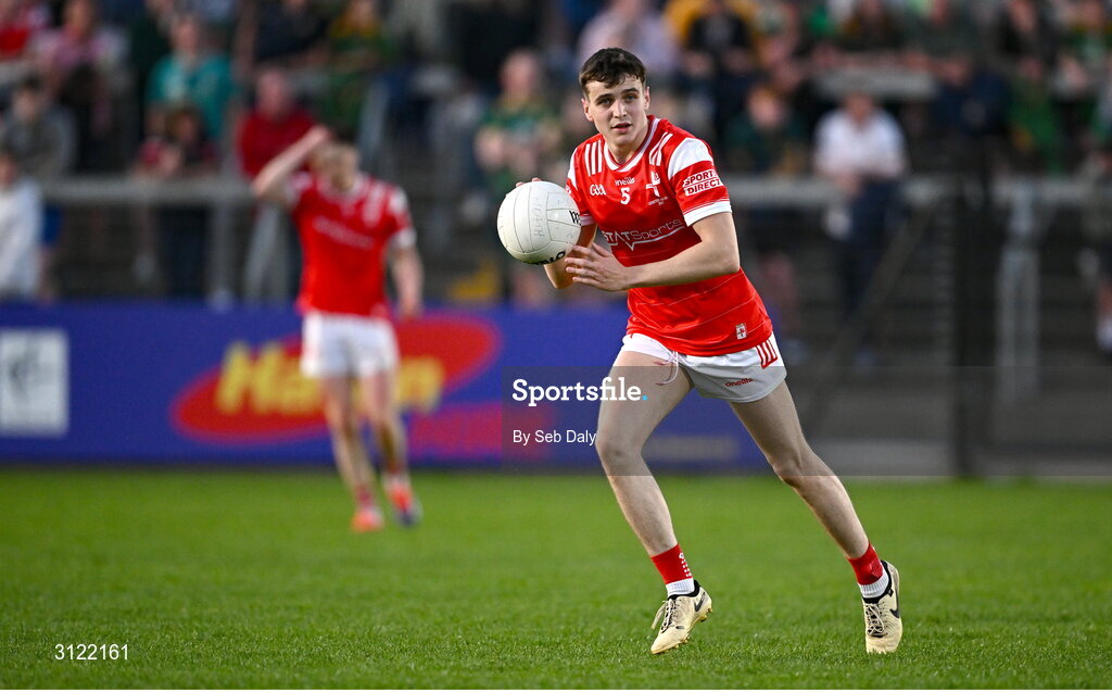 30 April 2025; Tadgh McDonell of Louth during the Dalata Hotel Group Leinster GAA Football U20 Championship final match between Meath and Louth at Cedral St Conleth’s Park in Newbridge, Kildare. Photo by Seb Daly/Sportsfile