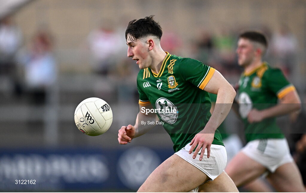 30 April 2025; John Harkin of Meath during the Dalata Hotel Group Leinster GAA Football U20 Championship final match between Meath and Louth at Cedral St Conleth’s Park in Newbridge, Kildare. Photo by Seb Daly/Sportsfile