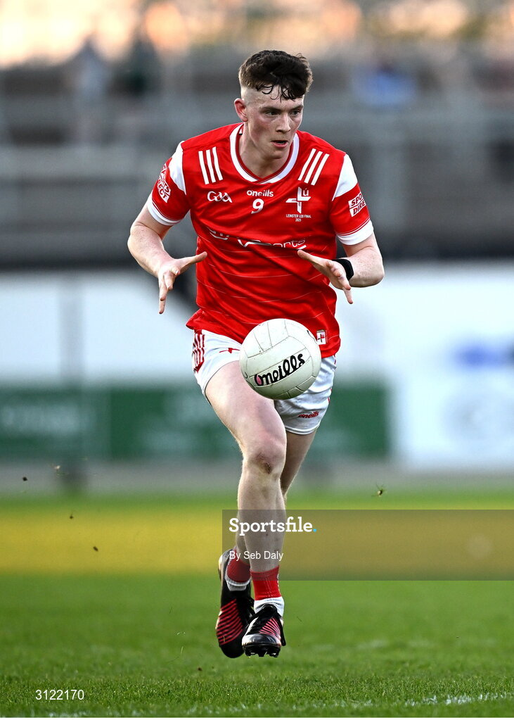 30 April 2025; James Maguire of Louth during the Dalata Hotel Group Leinster GAA Football U20 Championship final match between Meath and Louth at Cedral St Conleth’s Park in Newbridge, Kildare. Photo by Seb Daly/Sportsfile