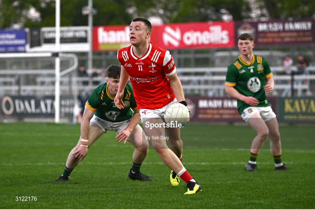 30 April 2025; Conor Mac Croista of Louth during the Dalata Hotel Group Leinster GAA Football U20 Championship final match between Meath and Louth at Cedral St Conleth’s Park in Newbridge, Kildare. Photo by Seb Daly/Sportsfile