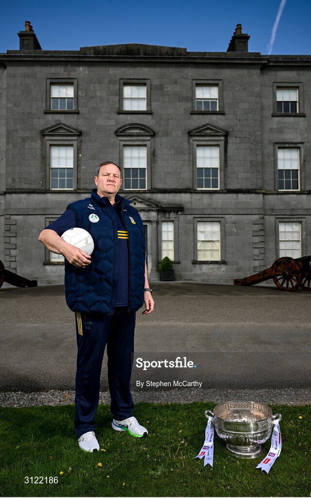 1 May 2025; Meath manager Robbie Brennan at Oldbridge House, Battle of the Boyne Visitor Centre in Drogheda, Meath during a media event for the 2025 Leinster GAA Senior Football Championship Final between Louth and Meath which will take place on Sunday 11th of May in Croke Park, Dublin. Photo by Stephen McCarthy/Sportsfile