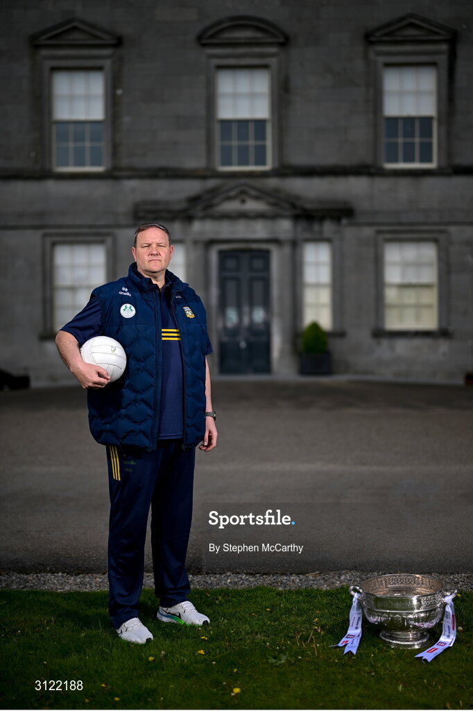 1 May 2025; Meath manager Robbie Brennan at Oldbridge House, Battle of the Boyne Visitor Centre in Drogheda, Meath during a media event for the 2025 Leinster GAA Senior Football Championship Final between Louth and Meath which will take place on Sunday 11th of May in Croke Park, Dublin. Photo by Stephen McCarthy/Sportsfile