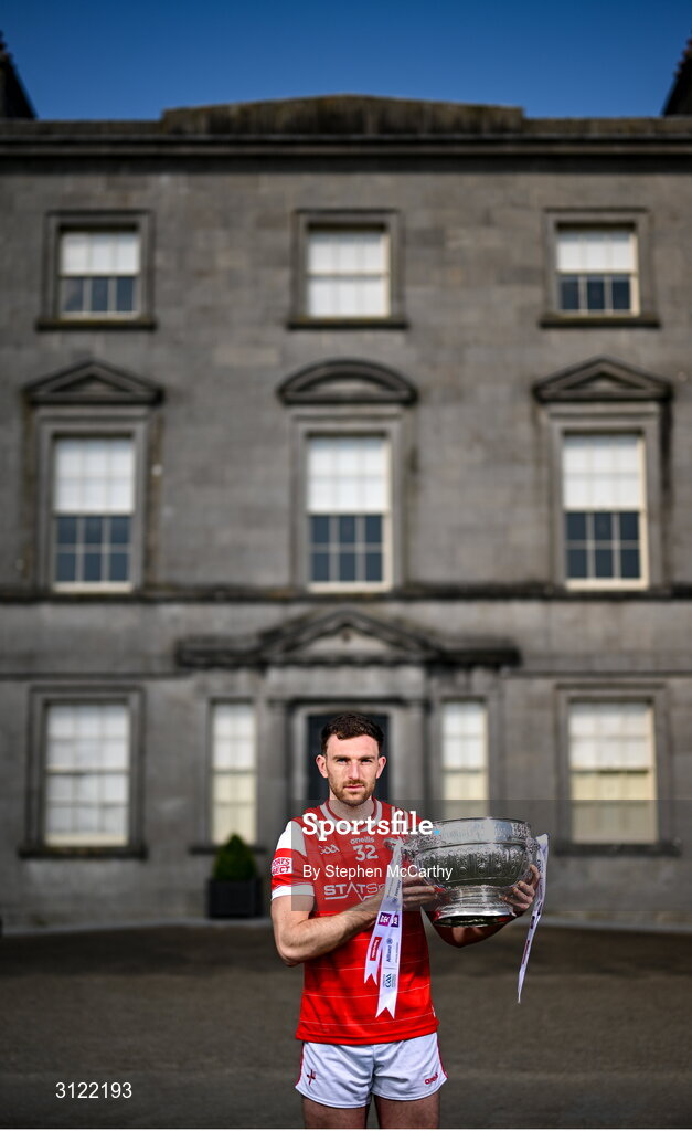 1 May 2025; Louth captain Sam Mulroy at Oldbridge House, Battle of the Boyne Visitor Centre in Drogheda, Meath during a media event for the 2025 Leinster GAA Senior Football Championship Final between Louth and Meath which will take place on Sunday 11th of May in Croke Park, Dublin. Photo by Stephen McCarthy/Sportsfile