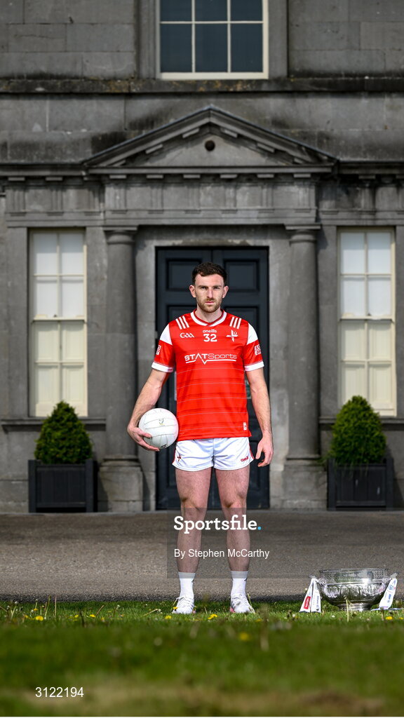 1 May 2025; Louth captain Sam Mulroy at Oldbridge House, Battle of the Boyne Visitor Centre in Drogheda, Meath during a media event for the 2025 Leinster GAA Senior Football Championship Final between Louth and Meath which will take place on Sunday 11th of May in Croke Park, Dublin. Photo by Stephen McCarthy/Sportsfile