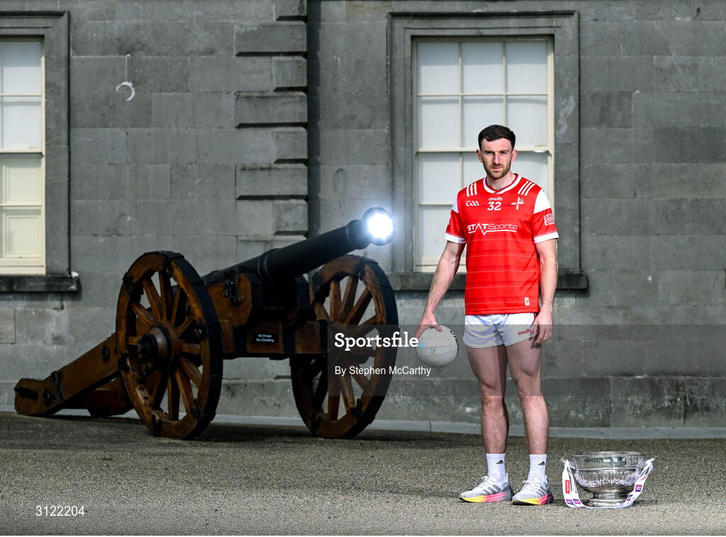 1 May 2025; Louth captain Sam Mulroy at Oldbridge House, Battle of the Boyne Visitor Centre in Drogheda, Meath during a media event for the 2025 Leinster GAA Senior Football Championship Final between Louth and Meath which will take place on Sunday 11th of May in Croke Park, Dublin. Photo by Stephen McCarthy/Sportsfile