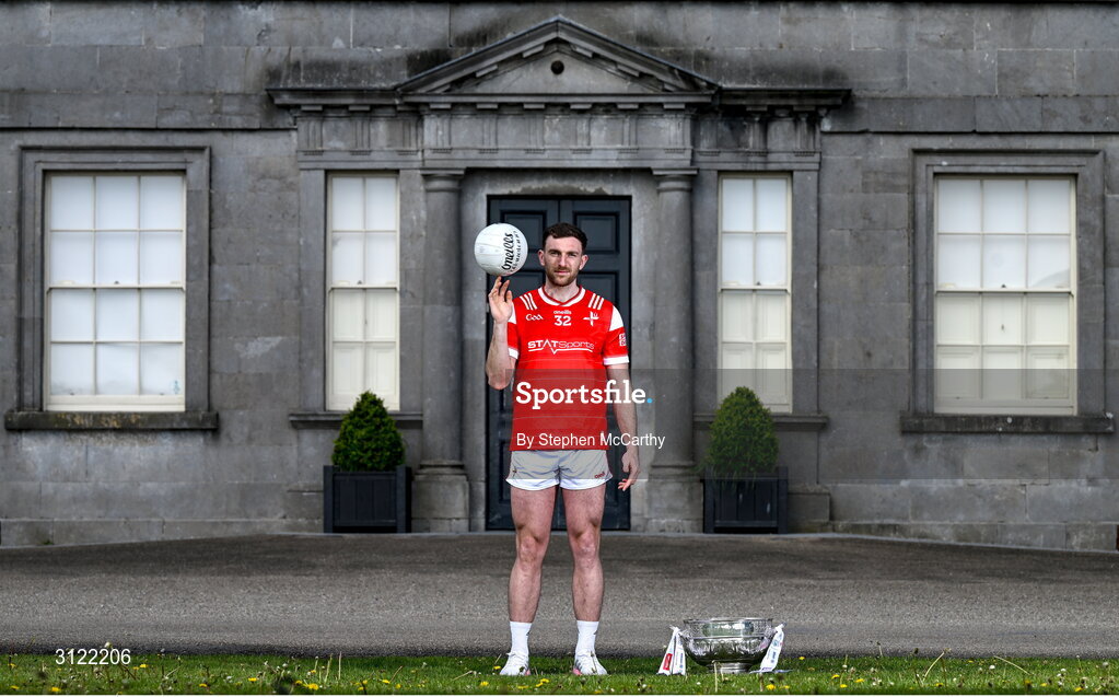 1 May 2025; Louth captain Sam Mulroy at Oldbridge House, Battle of the Boyne Visitor Centre in Drogheda, Meath during a media event for the 2025 Leinster GAA Senior Football Championship Final between Louth and Meath which will take place on Sunday 11th of May in Croke Park, Dublin. Photo by Stephen McCarthy/Sportsfile