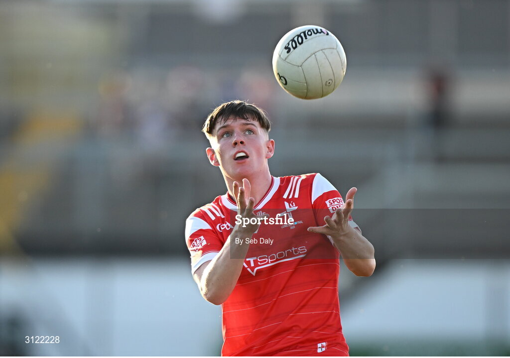 30 April 2025; Conor McGinty of Louth during the Dalata Hotel Group Leinster GAA Football U20 Championship final match between Meath and Louth at Cedral St Conleth’s Park in Newbridge, Kildare. Photo by Seb Daly/Sportsfile