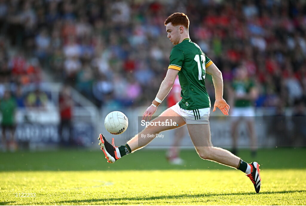 30 April 2025; Ben Corkery of Meath during the Dalata Hotel Group Leinster GAA Football U20 Championship final match between Meath and Louth at Cedral St Conleth’s Park in Newbridge, Kildare. Photo by Seb Daly/Sportsfile