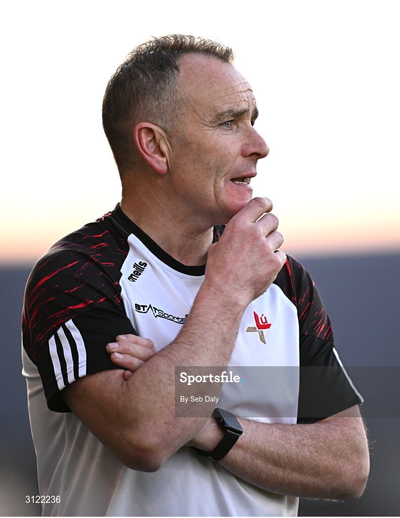 30 April 2025; Louth manager Fergal Reel during the Dalata Hotel Group Leinster GAA Football U20 Championship final match between Meath and Louth at Cedral St Conleth’s Park in Newbridge, Kildare. Photo by Seb Daly/Sportsfile