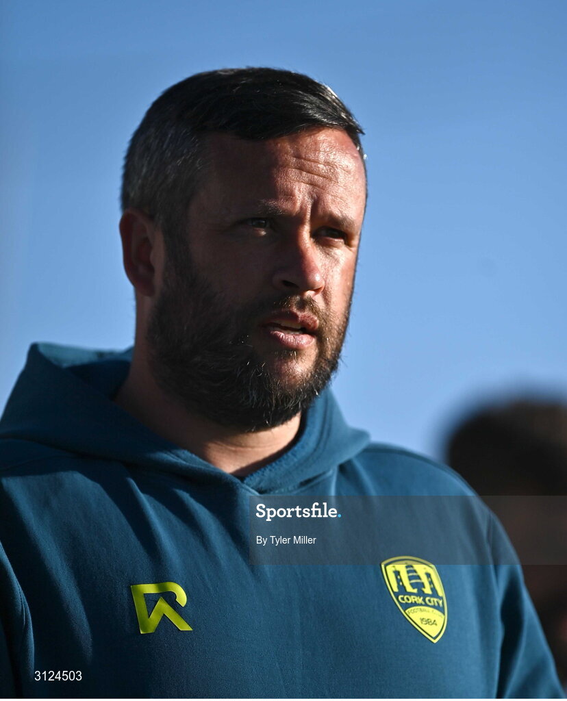 5 May 2025; Cork City manager Tim Clancy during the SSE Airtricity Men's Premier Division match between Drogheda United and Cork City at Sullivan & Lambe Park in Drogheda, Louth. Photo by Tyler Miller/Sportsfile