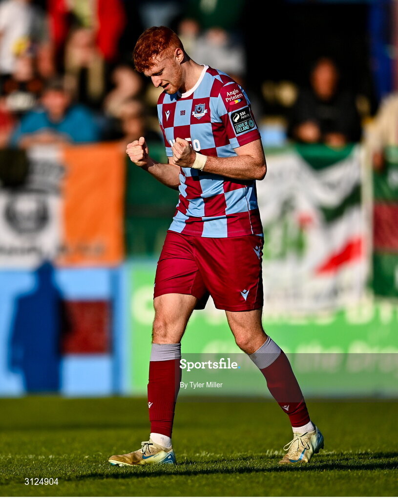5 May 2025; James Bolger of Drogheda United during the SSE Airtricity Men's Premier Division match between Drogheda United and Cork City at Sullivan & Lambe Park in Drogheda, Louth. Photo by Tyler Miller/Sportsfile