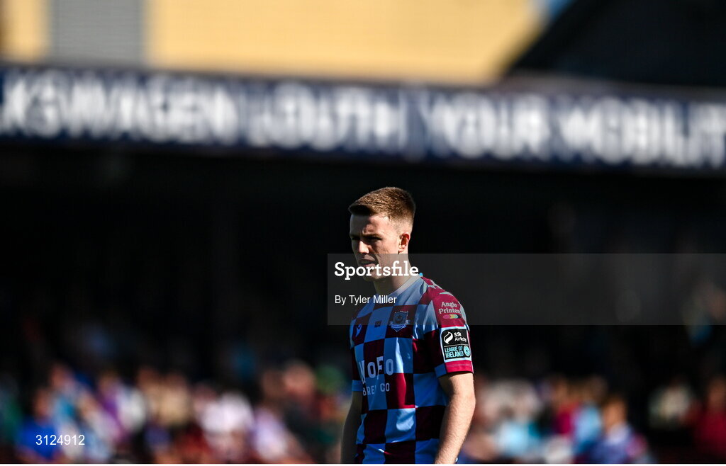 5 May 2025; Warren Davis of Drogheda United during the SSE Airtricity Men's Premier Division match between Drogheda United and Cork City at Sullivan & Lambe Park in Drogheda, Louth. Photo by Tyler Miller/Sportsfile