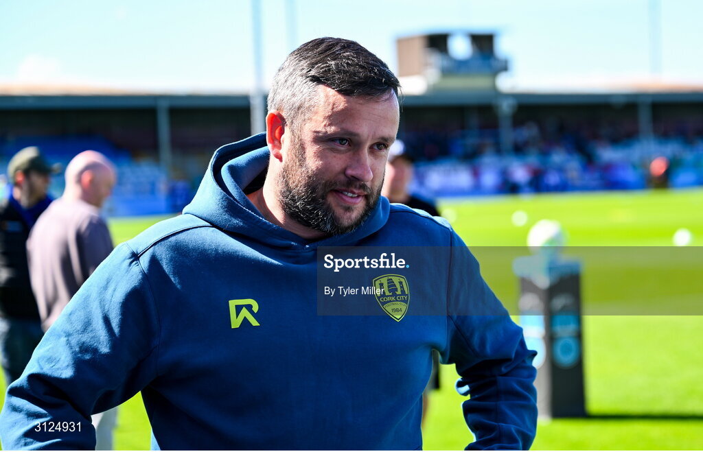 5 May 2025; Cork City manager Tim Clancy before the SSE Airtricity Men's Premier Division match between Drogheda United and Cork City at Sullivan & Lambe Park in Drogheda, Louth. Photo by Tyler Miller/Sportsfile
