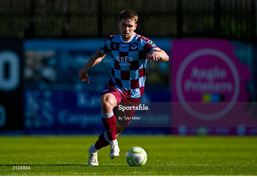 5 May 2025; George Cooper of Drogheda United during the SSE Airtricity Men's Premier Division match between Drogheda United and Cork City at Sullivan & Lambe Park in Drogheda, Louth. Photo by Tyler Miller/Sportsfile