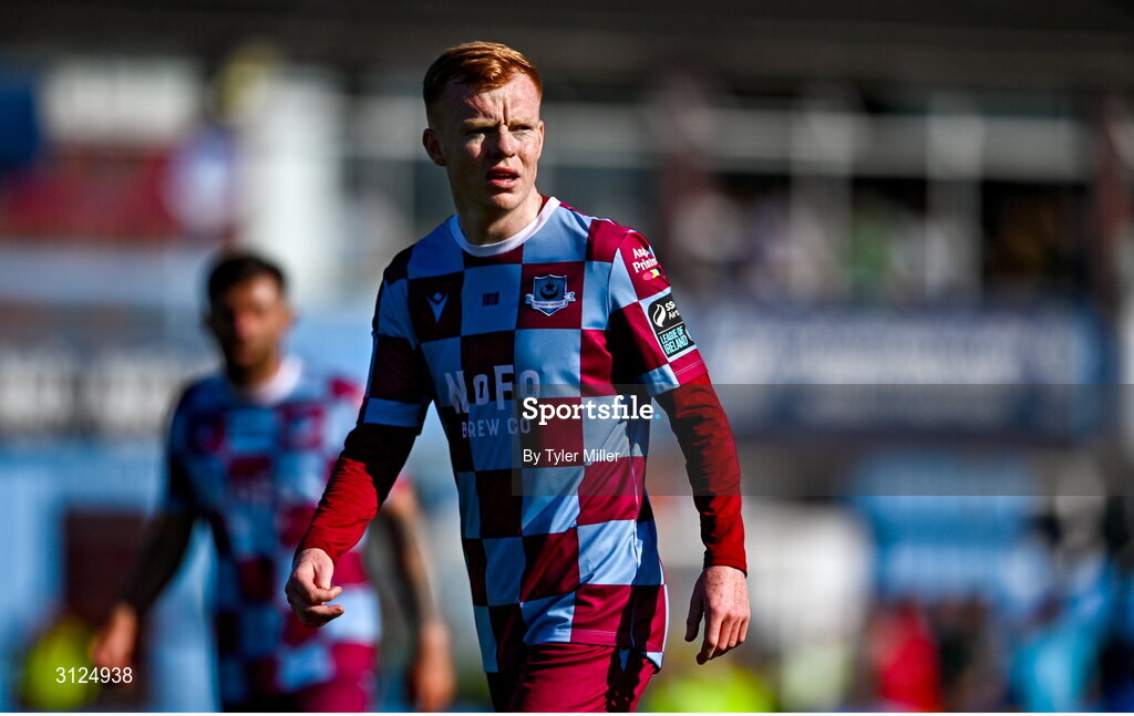 5 May 2025; Shane Farrell of Drogheda United during the SSE Airtricity Men's Premier Division match between Drogheda United and Cork City at Sullivan & Lambe Park in Drogheda, Louth. Photo by Tyler Miller/Sportsfile
