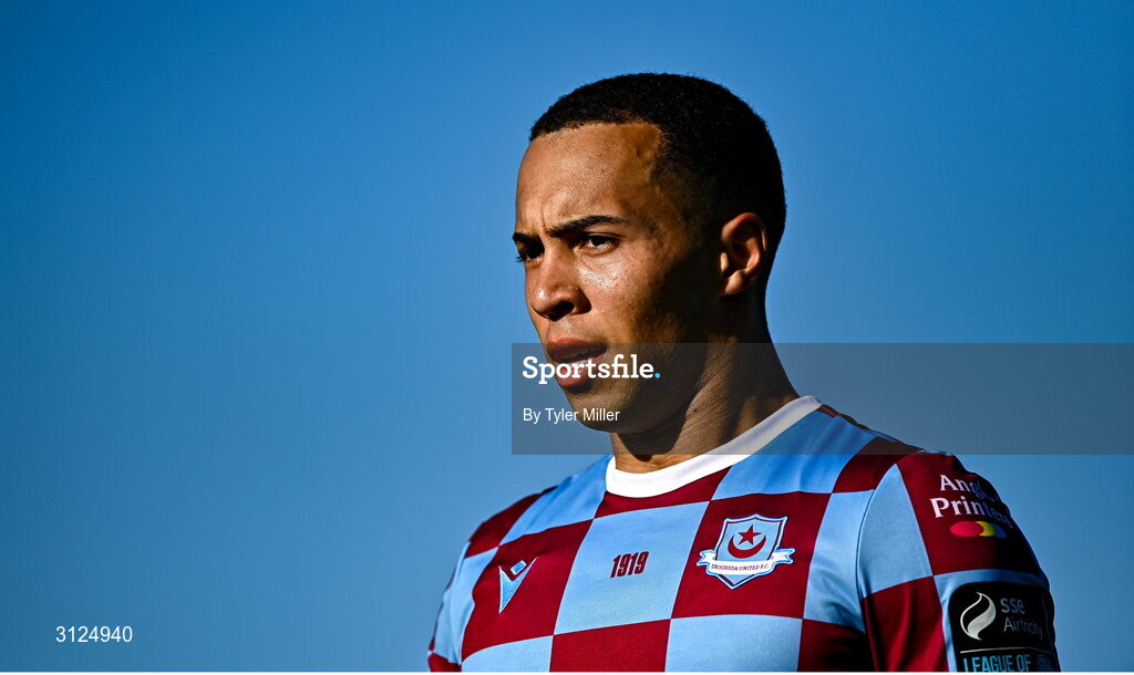 5 May 2025; Douglas James-Taylor of Drogheda United during the SSE Airtricity Men's Premier Division match between Drogheda United and Cork City at Sullivan & Lambe Park in Drogheda, Louth. Photo by Tyler Miller/Sportsfile