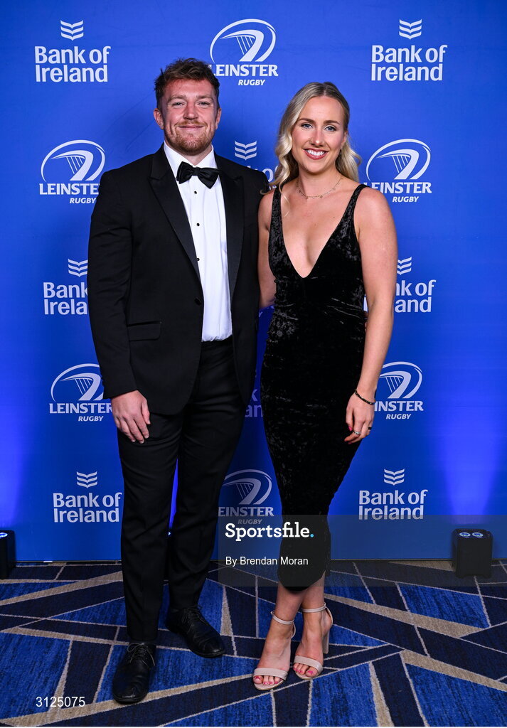6 May 2025; Liam Turner and Emma Kiernan on arrival at the Leinster Rugby awards ball 2025 at O'Reilly Hall in UCD, Dublin. Photo by Brendan Moran/Sportsfile