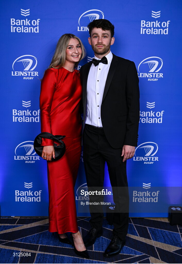 6 May 2025; Melinda Earls and Stephen Roche on arrival at the Leinster Rugby awards ball 2025 at O'Reilly Hall in UCD, Dublin. Photo by Brendan Moran/Sportsfile