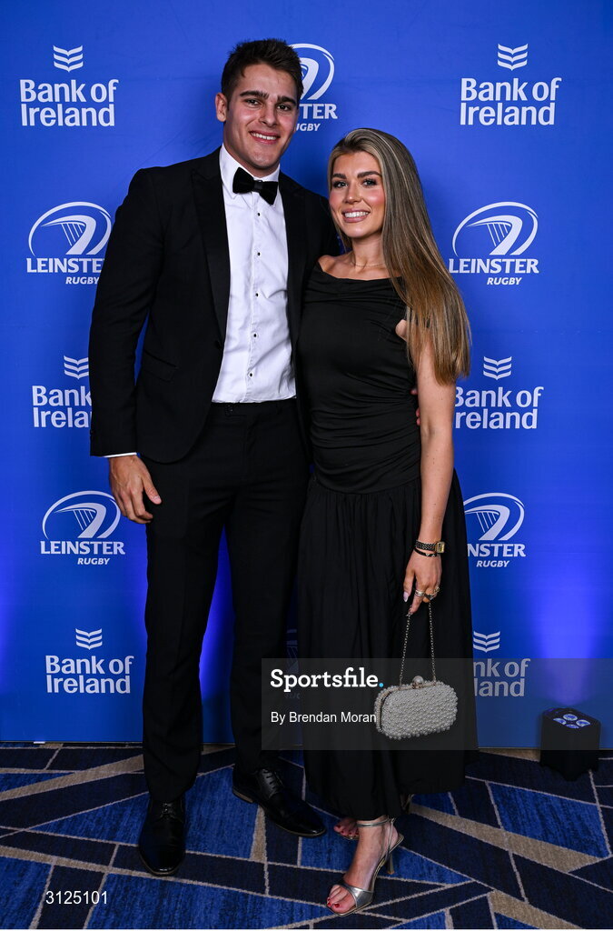 6 May 2025; Aitzol King and Sophie Gioviale on arrival at the Leinster Rugby awards ball 2025 at O'Reilly Hall in UCD, Dublin. Photo by Brendan Moran/Sportsfile