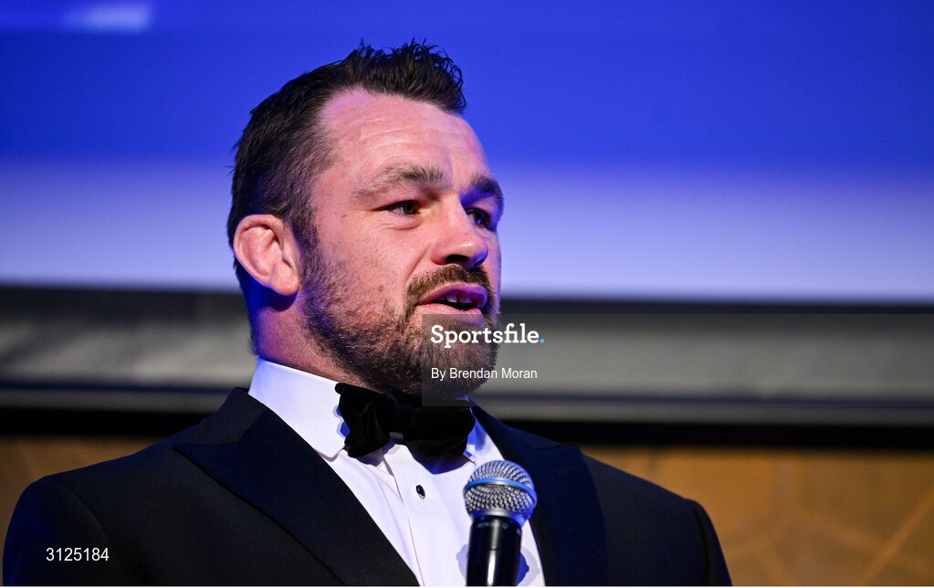 6 May 2025; Cian Healy is interviewed during the Leinster Rugby awards ball 2025 at O'Reilly Hall in UCD, Dublin. Photo by Brendan Moran/Sportsfile