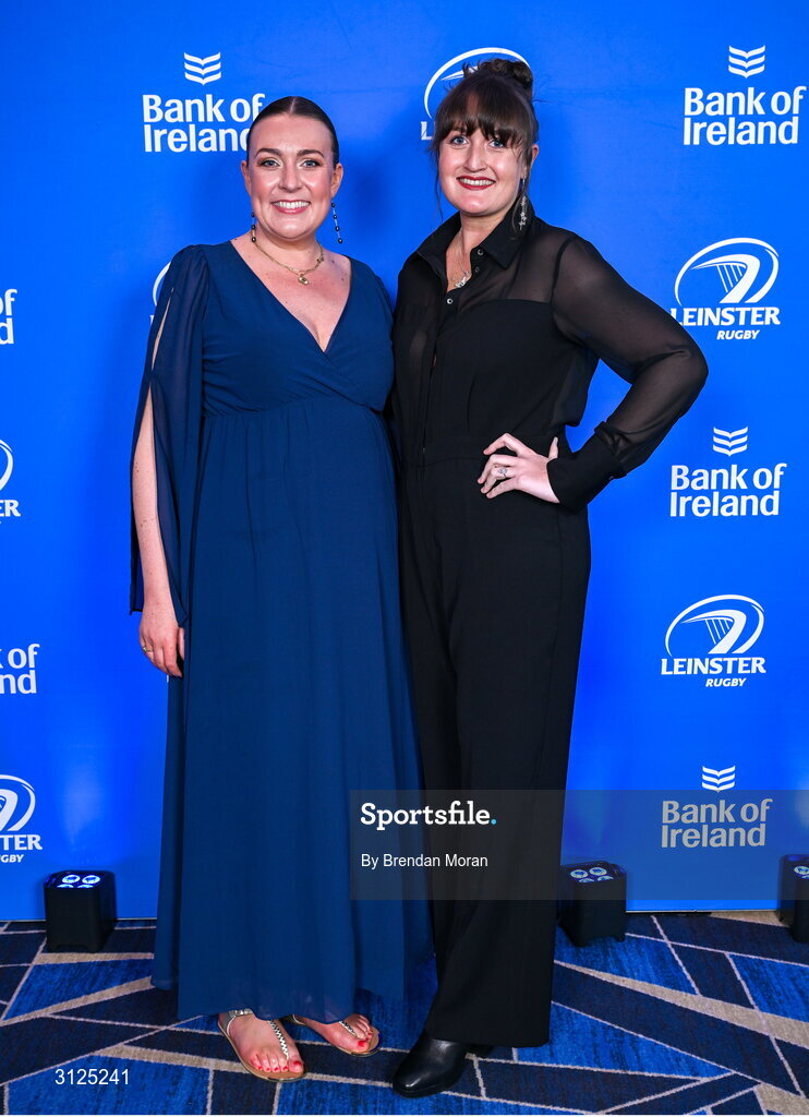 6 May 2025; Lisa, left, and April McEntee during the Leinster Rugby awards ball 2025 at O'Reilly Hall in UCD, Dublin. Photo by Brendan Moran/Sportsfile