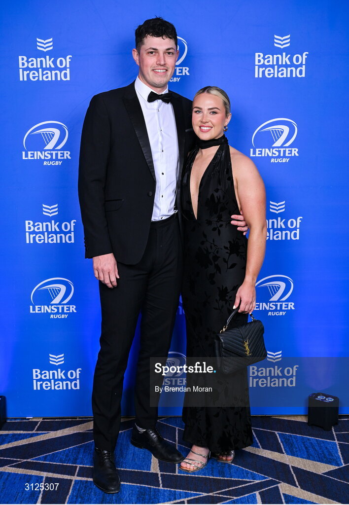 6 May 2025; Max Kennedy and Molly Sullivan on arrival at the Leinster Rugby awards ball 2025 at O'Reilly Hall in UCD, Dublin. Photo by Brendan Moran/Sportsfile