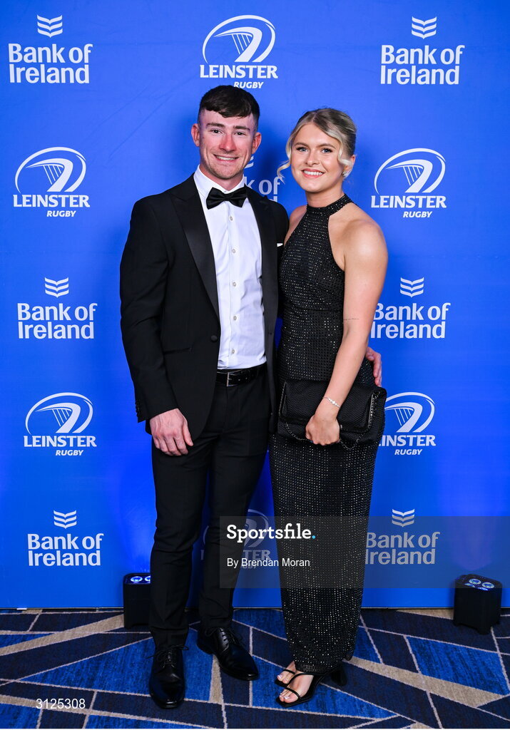 6 May 2025; Darragh O'Brien and Orla Hayes on arrival at the Leinster Rugby awards ball 2025 at O'Reilly Hall in UCD, Dublin. Photo by Brendan Moran/Sportsfile
