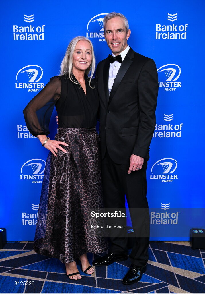 6 May 2025; Judy and Gary Mullane on arrival at the Leinster Rugby awards ball 2025 at O'Reilly Hall in UCD, Dublin. Photo by Brendan Moran/Sportsfile