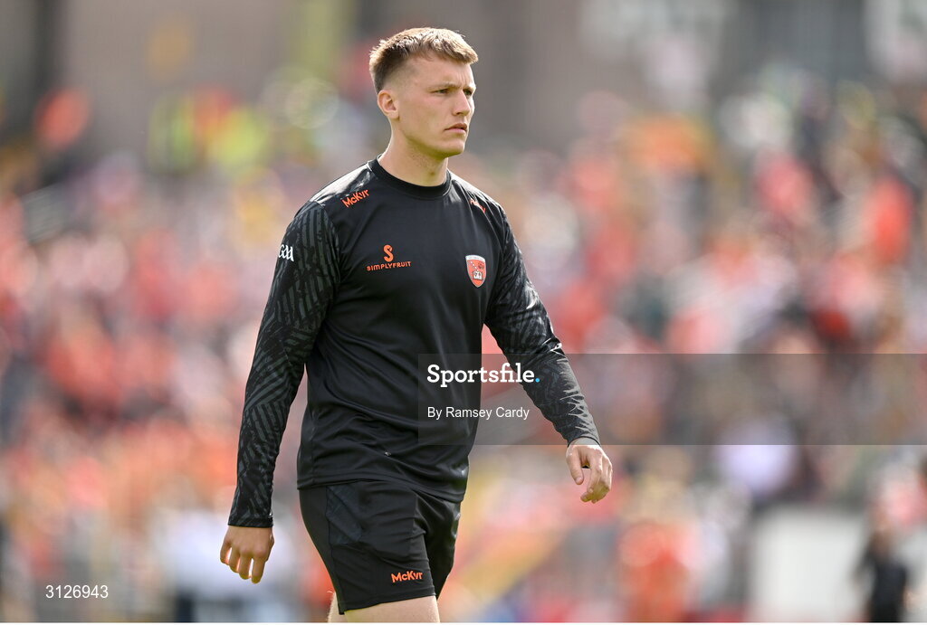 10 May 2025; Rian O'Neill of Armagh before the Ulster GAA Football Senior Championship final match between Armagh and Donegal at St Tiernach's Park in Clones, Monaghan. Photo by Ramsey Cardy/Sportsfile