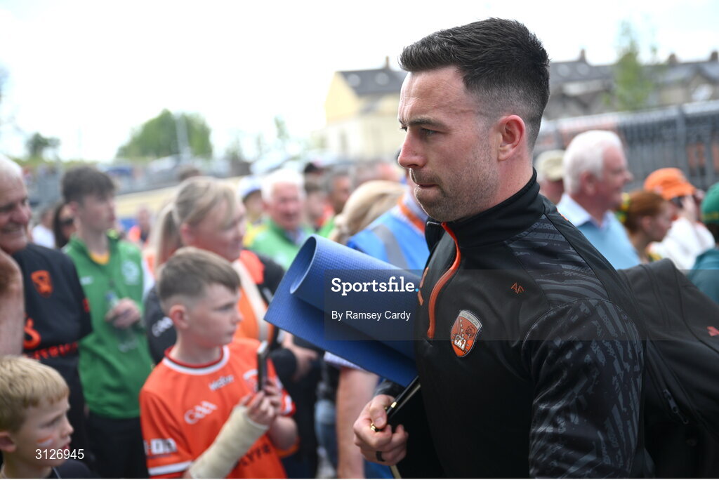 10 May 2025; Aidan Forker of Armagh before the Ulster GAA Football Senior Championship final match between Armagh and Donegal at St Tiernach's Park in Clones, Monaghan. Photo by Ramsey Cardy/Sportsfile