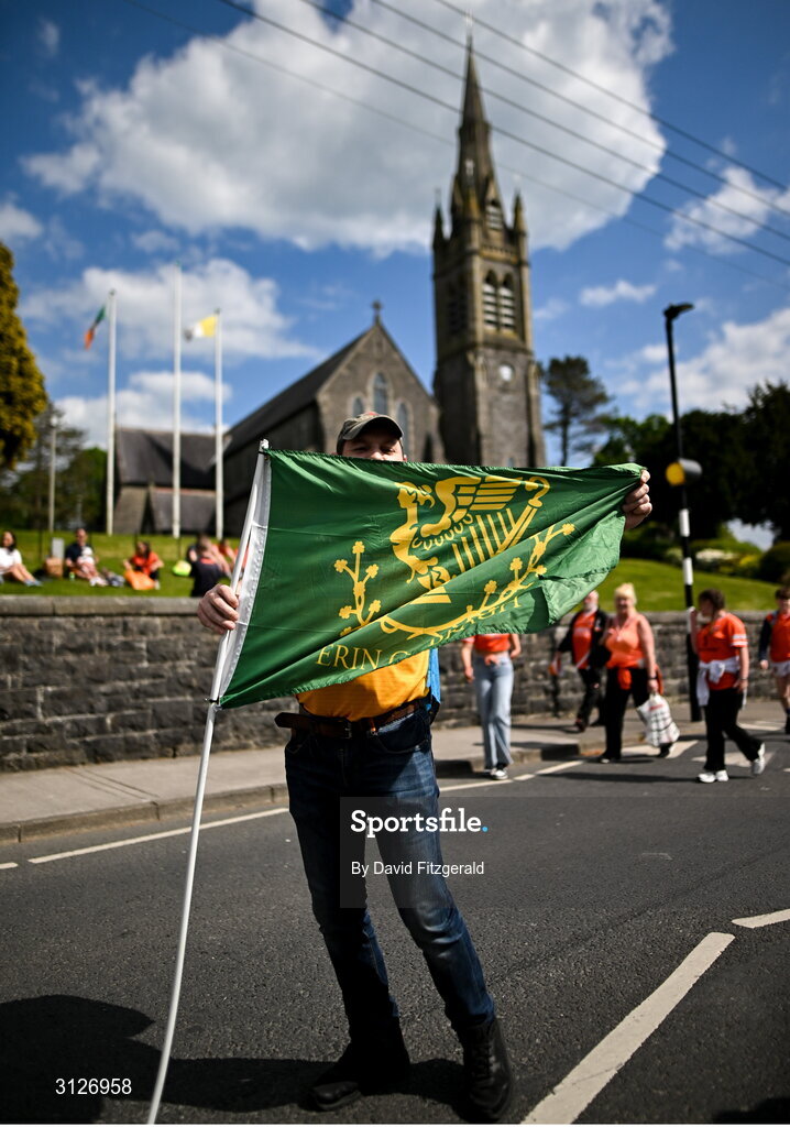 10 May 2025; A Donegal supporter before the Ulster GAA Football Senior Championship final match between Armagh and Donegal at St Tiernach's Park in Clones, Monaghan. Photo by David Fitzgerald/Sportsfile