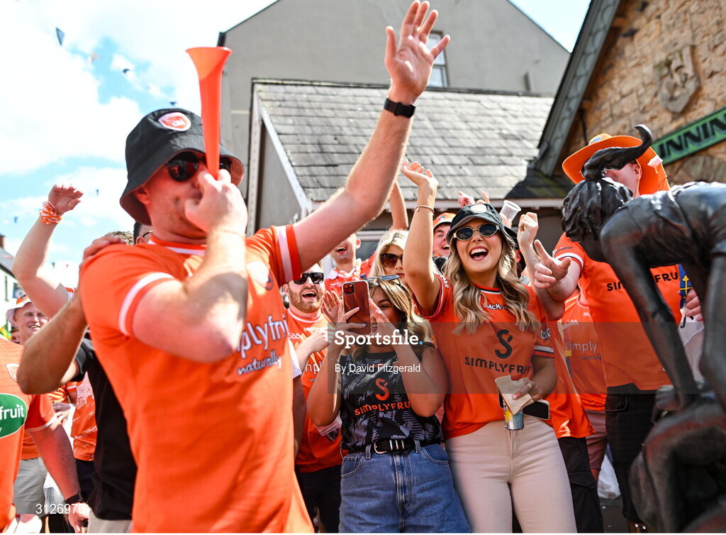 10 May 2025; Armagh supporters before the Ulster GAA Football Senior Championship final match between Armagh and Donegal at St Tiernach's Park in Clones, Monaghan. Photo by David Fitzgerald/Sportsfile