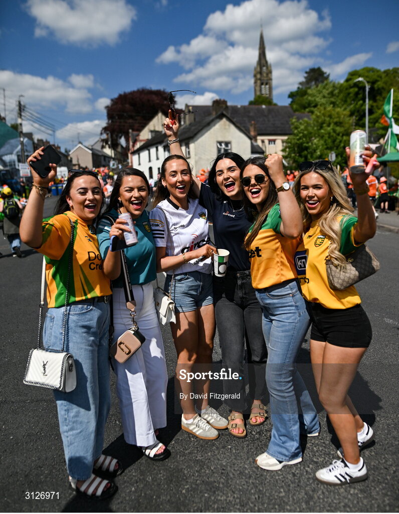 10 May 2025; Donegal supporters before the Ulster GAA Football Senior Championship final match between Armagh and Donegal at St Tiernach's Park in Clones, Monaghan. Photo by David Fitzgerald/Sportsfile