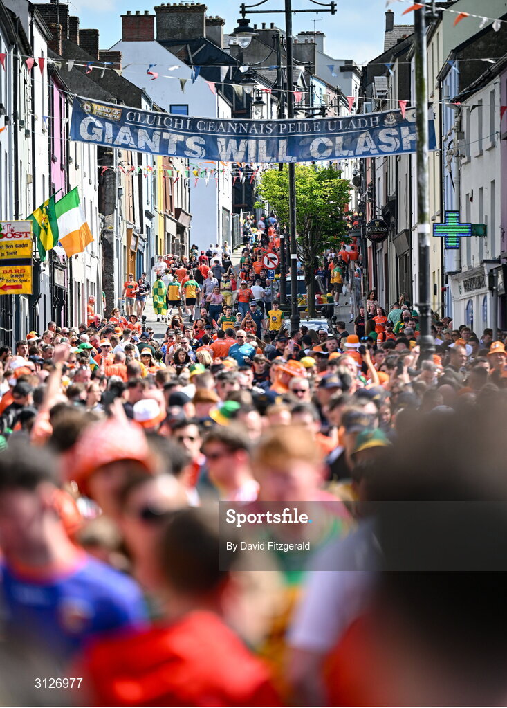 10 May 2025; Supporters before the Ulster GAA Football Senior Championship final match between Armagh and Donegal at St Tiernach's Park in Clones, Monaghan. Photo by David Fitzgerald/Sportsfile