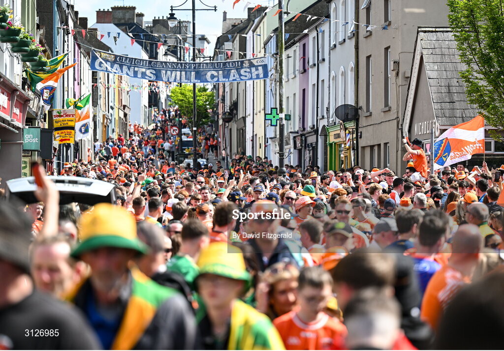10 May 2025; Supporters before the Ulster GAA Football Senior Championship final match between Armagh and Donegal at St Tiernach's Park in Clones, Monaghan. Photo by David Fitzgerald/Sportsfile