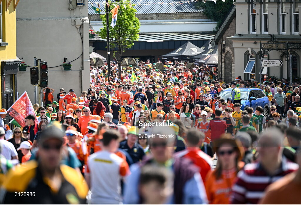 10 May 2025; Supporters before the Ulster GAA Football Senior Championship final match between Armagh and Donegal at St Tiernach's Park in Clones, Monaghan. Photo by David Fitzgerald/Sportsfile