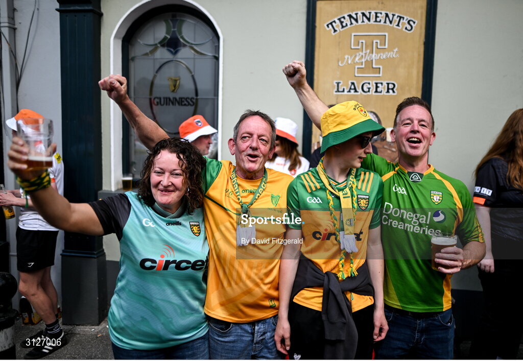 10 May 2025; Donegal supporters before the Ulster GAA Football Senior Championship final match between Armagh and Donegal at St Tiernach's Park in Clones, Monaghan. Photo by David Fitzgerald/Sportsfile