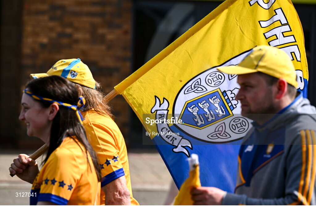10 May 2025; Clare supporters arrives for the Munster GAA Hurling Senior Championship Round 3 match between Clare and Tipperary at Zimmer Biomet Páirc Chíosóg in Ennis, Clare. Photo by Ray McManus/Sportsfile