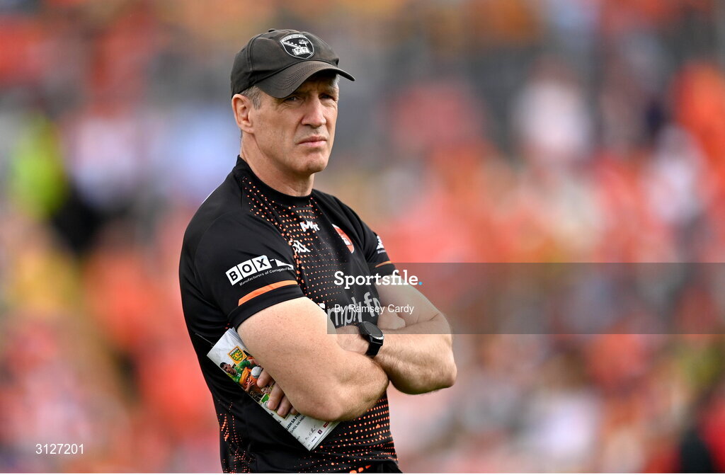 10 May 2025; Armagh manager Kieran McGeeney during the Ulster GAA Football Senior Championship final match between Armagh and Donegal at St Tiernach's Park in Clones, Monaghan. Photo by Ramsey Cardy/Sportsfile
