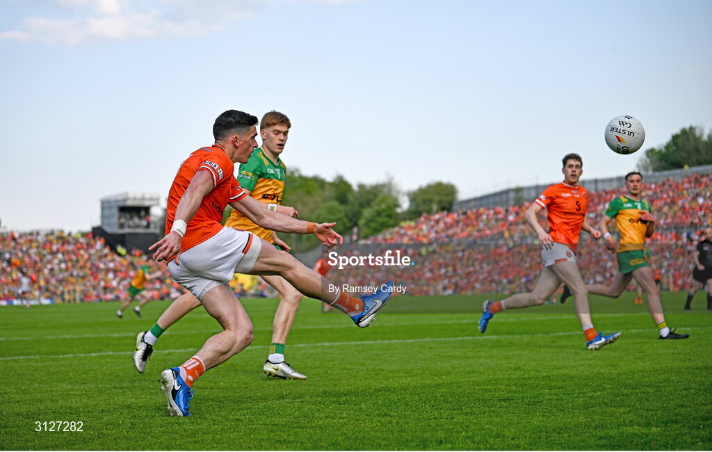 10 May 2025; Rory Grugan of Armagh during the Ulster GAA Football Senior Championship final match between Armagh and Donegal at St Tiernach's Park in Clones, Monaghan. Photo by Ramsey Cardy/Sportsfile