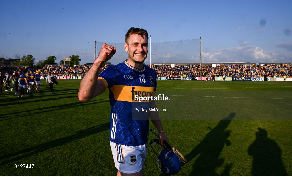 10 May 2025; John McGrath of Tipperary after the Munster GAA Hurling Senior Championship Round 3 match between Clare and Tipperary at Zimmer Biomet Páirc Chíosóg in Ennis, Clare. Photo by Ray McManus/Sportsfile