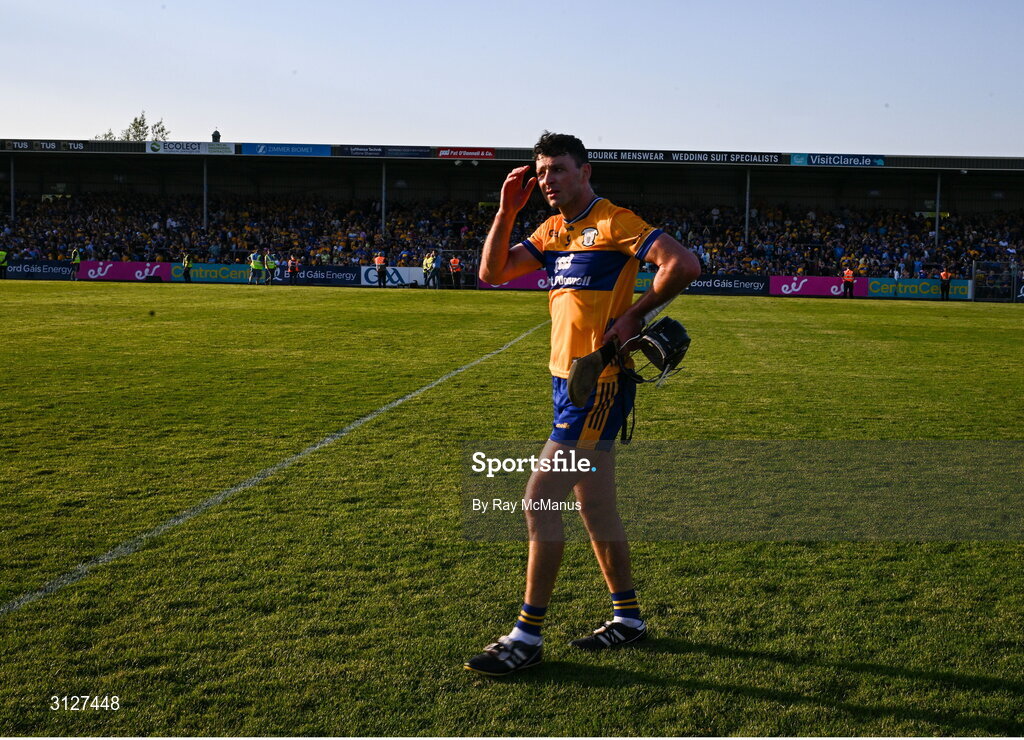 10 May 2025; Cathal Malone of Clare after the Munster GAA Hurling Senior Championship Round 3 match between Clare and Tipperary at Zimmer Biomet Páirc Chíosóg in Ennis, Clare. Photo by Ray McManus/Sportsfile