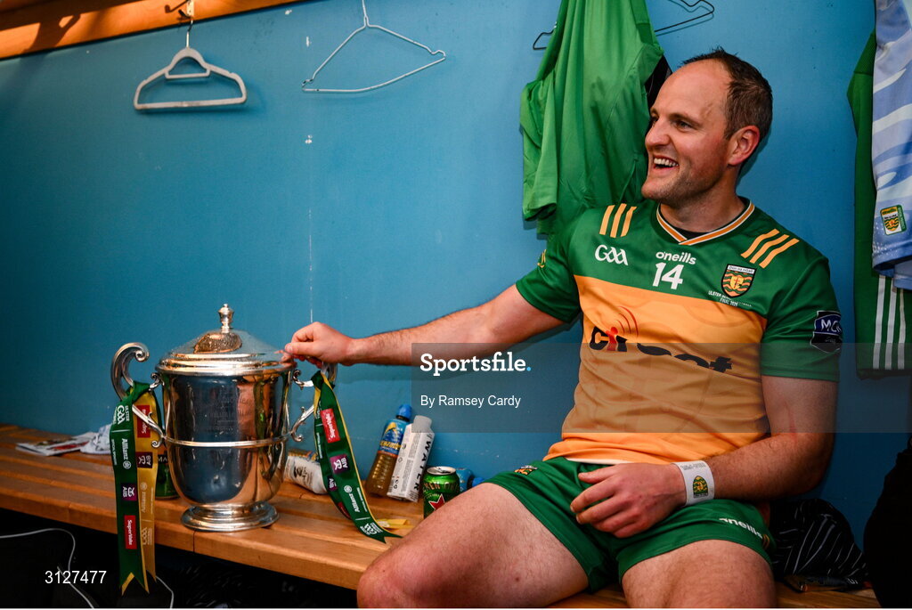 10 May 2025; Michael Murphy of Donegal with the Anglo-Celt Cup in the dressing room after the Ulster GAA Football Senior Championship final match between Armagh and Donegal at St Tiernach's Park in Clones, Monaghan. Photo by Ramsey Cardy/Sportsfile