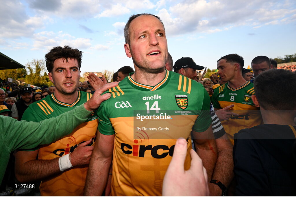 10 May 2025; Michael Murphy of Donegal after the Ulster GAA Football Senior Championship final match between Armagh and Donegal at St Tiernach's Park in Clones, Monaghan. Photo by Ramsey Cardy/Sportsfile
