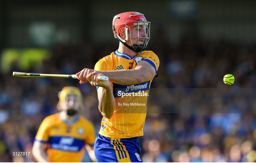 10 May 2025; Peter Duggan of Clare during the Munster GAA Hurling Senior Championship Round 3 match between Clare and Tipperary at Zimmer Biomet Páirc Chíosóg in Ennis, Clare. Photo by Ray McManus/Sportsfile