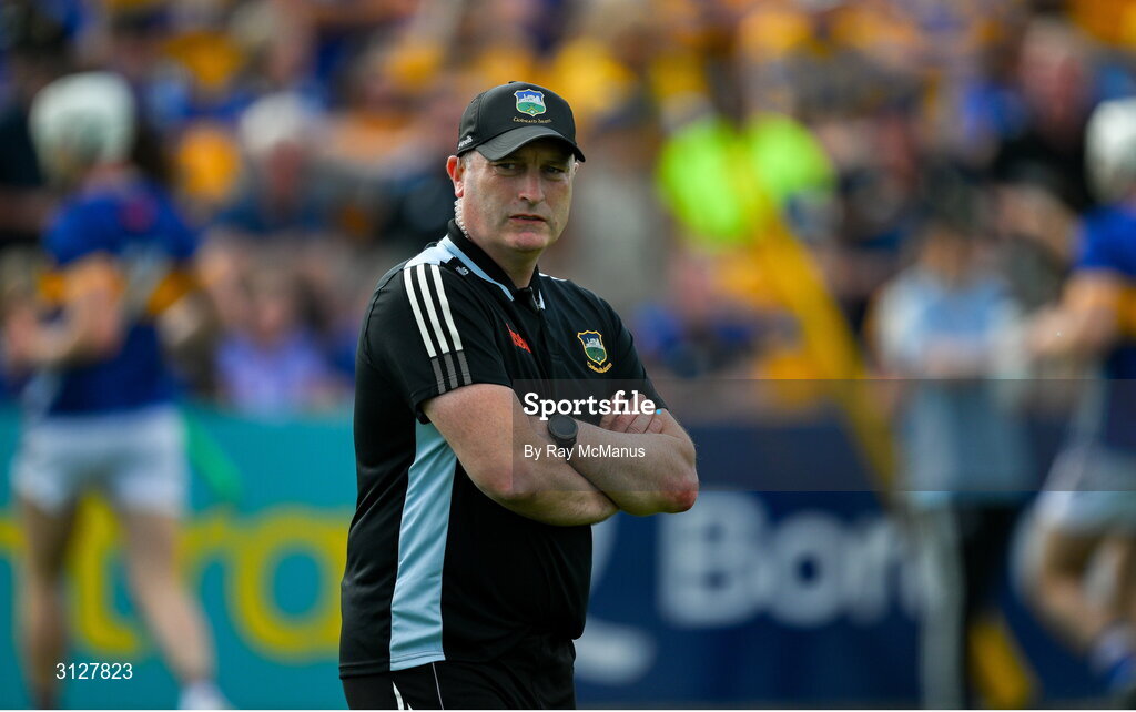 10 May 2025; Tipperary manager Liam Cahill before the Munster GAA Hurling Senior Championship Round 3 match between Clare and Tipperary at Zimmer Biomet Páirc Chíosóg in Ennis, Clare. Photo by Ray McManus/Sportsfile