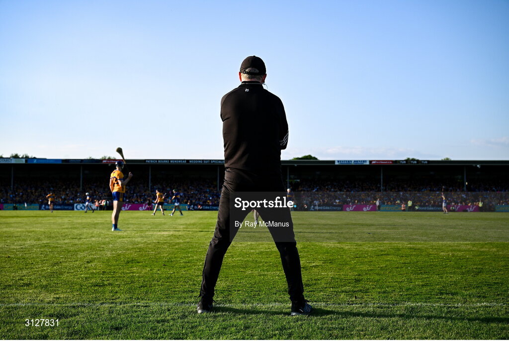 10 May 2025; Clare manager Brian Lohan during the final minutes of the Munster GAA Hurling Senior Championship Round 3 match between Clare and Tipperary at Zimmer Biomet Páirc Chíosóg in Ennis, Clare. Photo by Ray McManus/Sportsfile