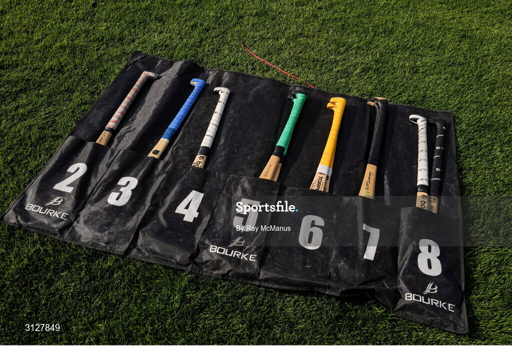 10 May 2025; Hurls on the pitch before the Munster GAA Hurling Senior Championship Round 3 match between Clare and Tipperary at Zimmer Biomet Páirc Chíosóg in Ennis, Clare. Photo by Ray McManus/Sportsfile